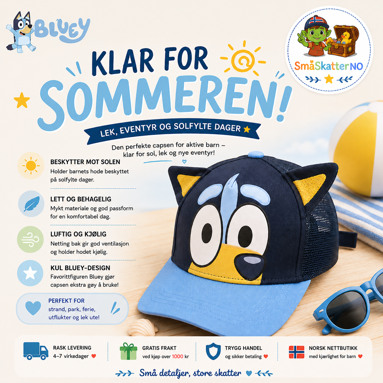 Bluey Sommer Caps 🩵☀️