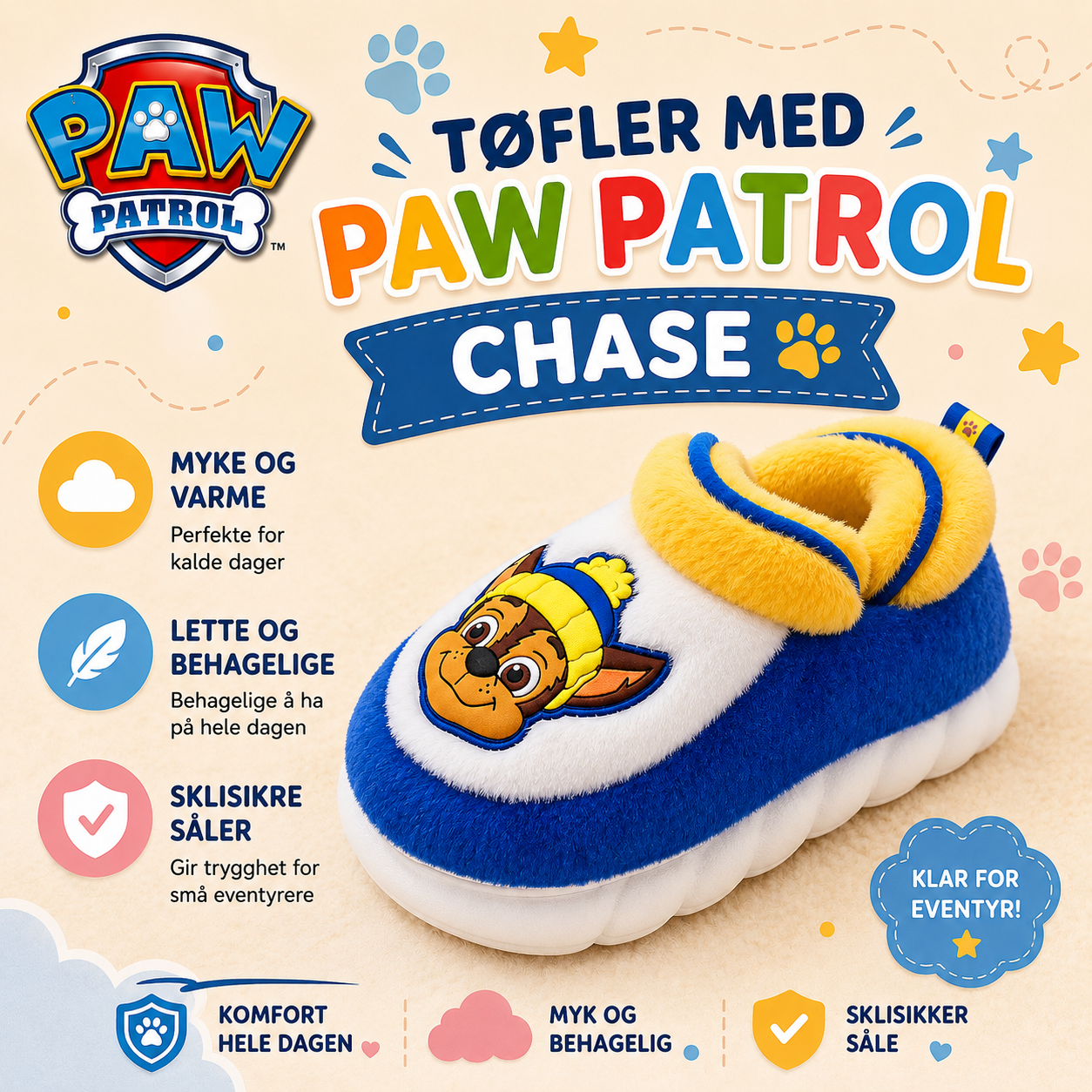 Paw Patrol tøfler til barn