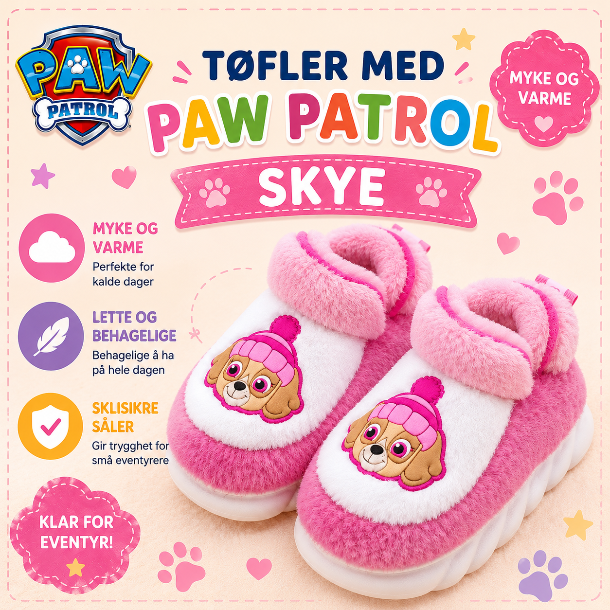 Paw Patrol tøfler til barn