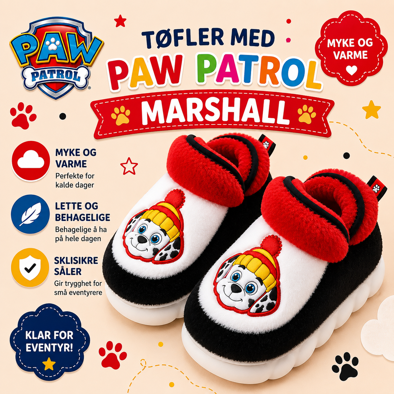 Paw Patrol tøfler til barn