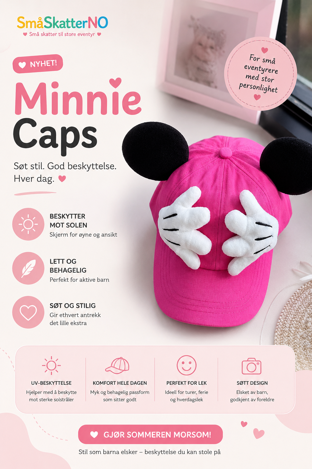 Minnie Inspirert Barnecaps💗
